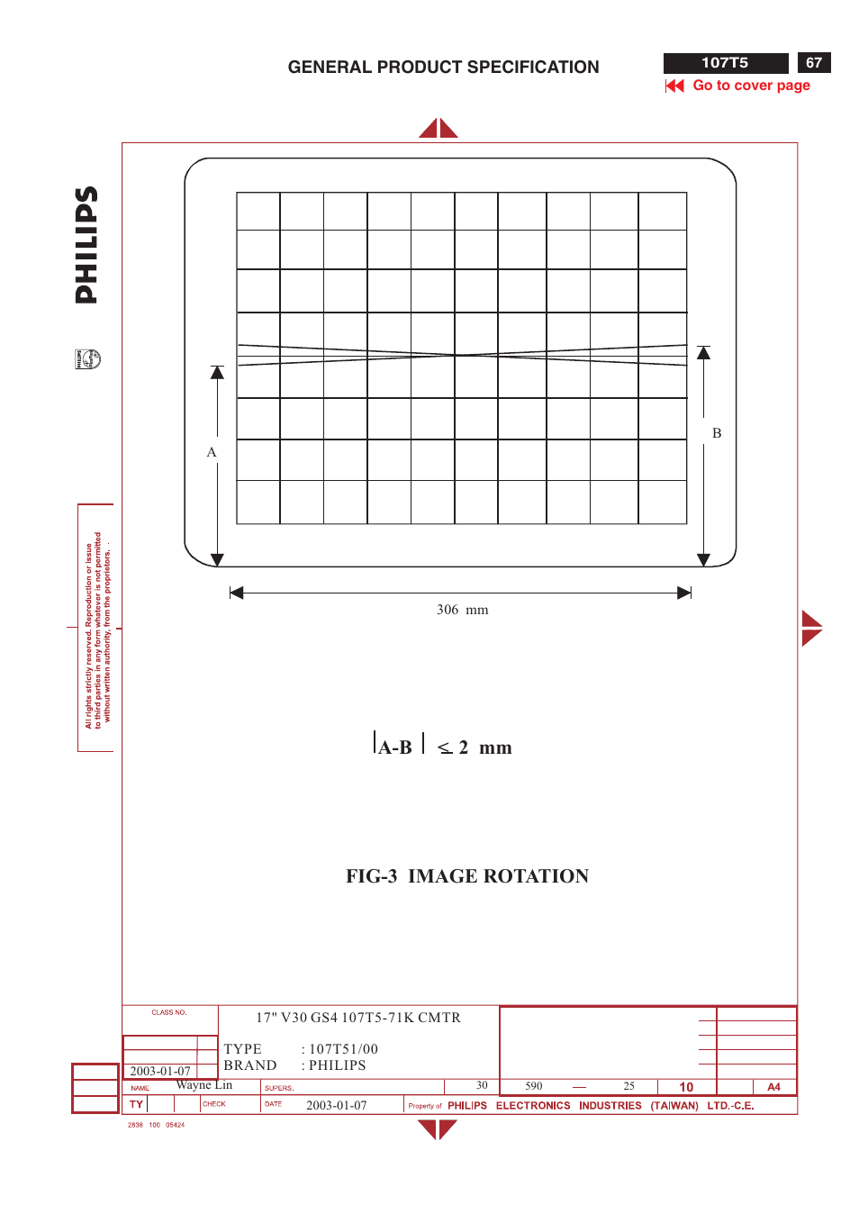 Fig-3 image rotation, A-b < 2 mm | Philips V30 User Manual | Page 67 / 109