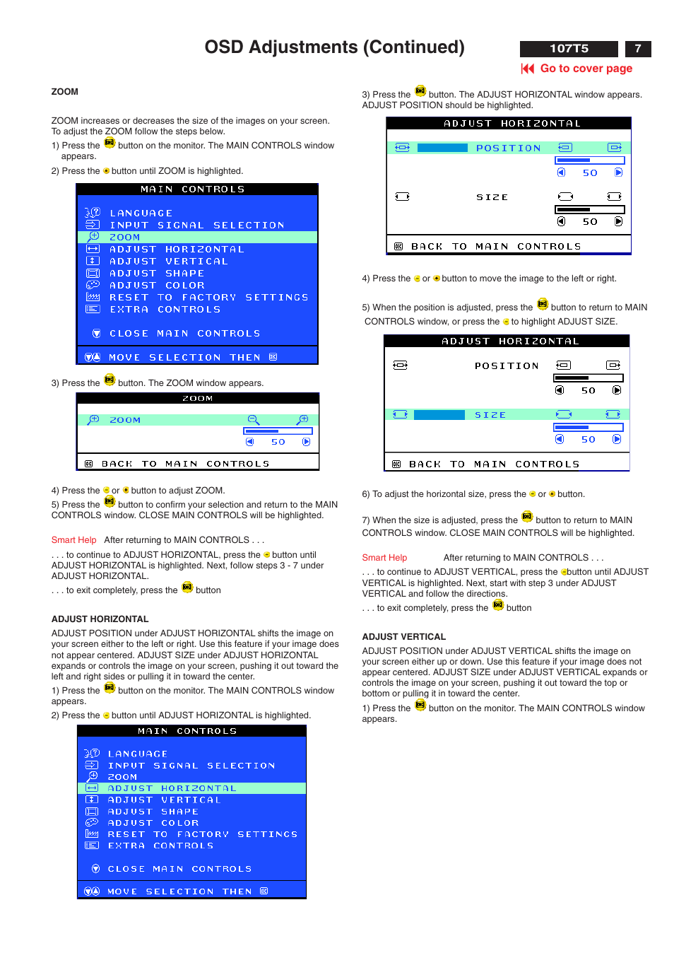 Osd adjustments (continued) | Philips V30 User Manual | Page 7 / 109