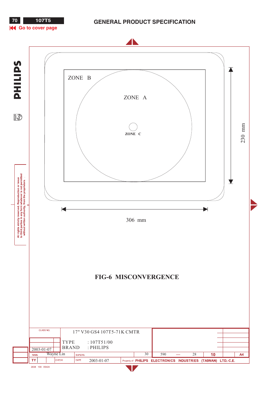 Fig-6 misconvergence | Philips V30 User Manual | Page 70 / 109