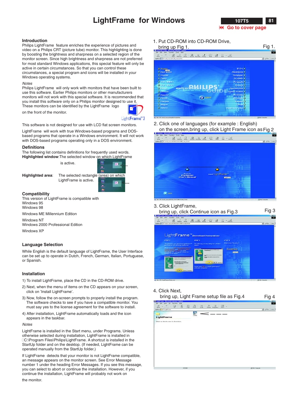 Lightframe for windows | Philips V30 User Manual | Page 81 / 109