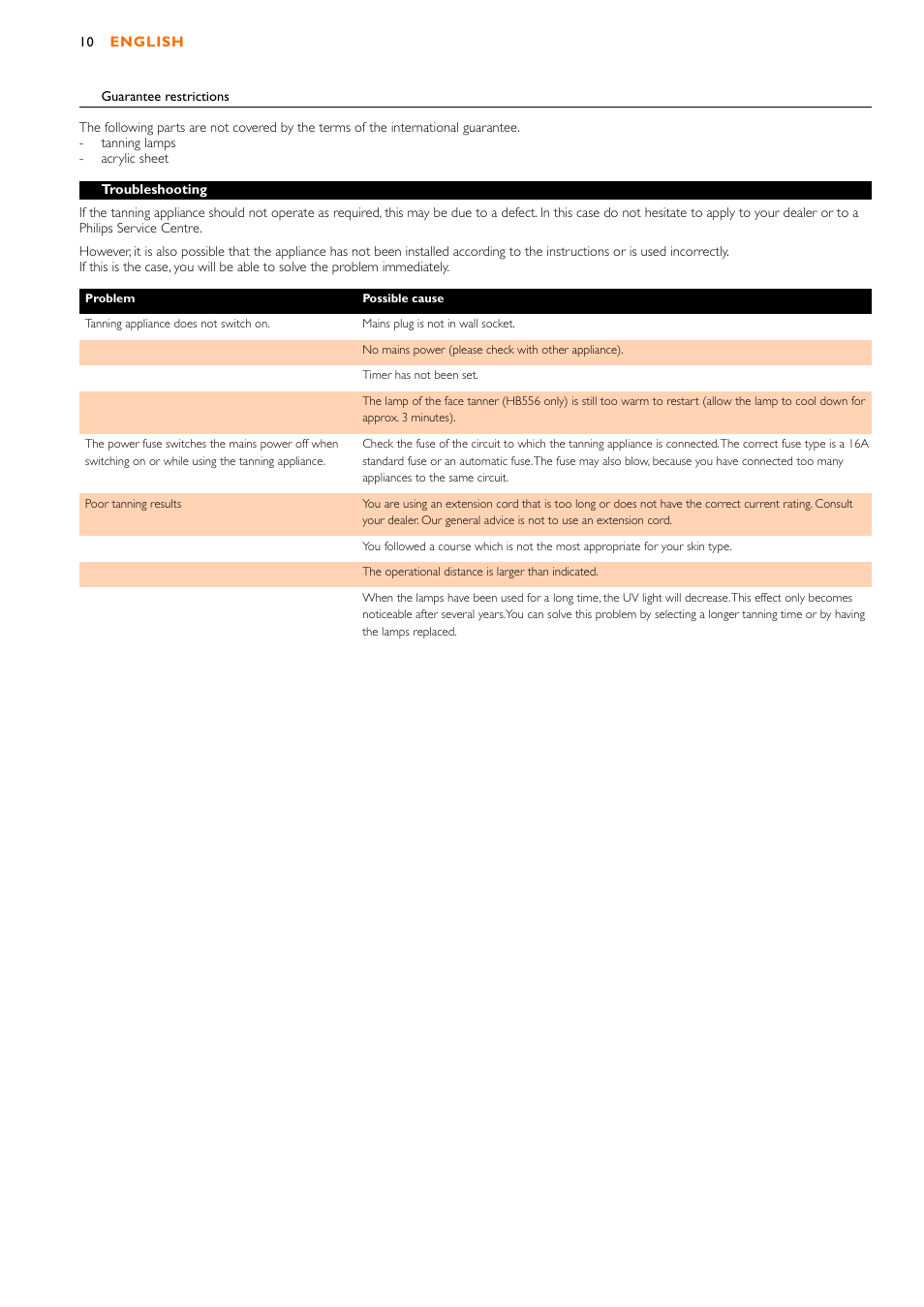 Philips HB556 User Manual | Page 10 / 60