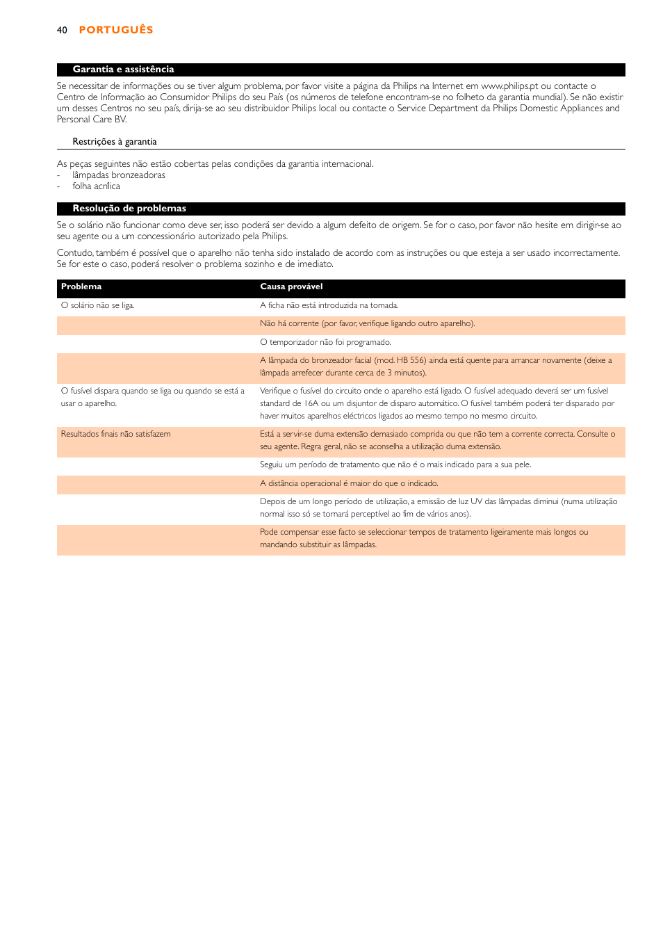 Philips HB556 User Manual | Page 40 / 60