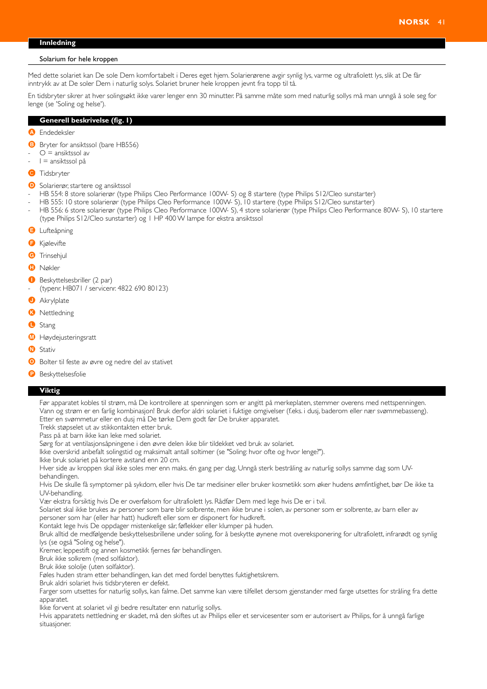 Norsk 41 | Philips HB556 User Manual | Page 41 / 60