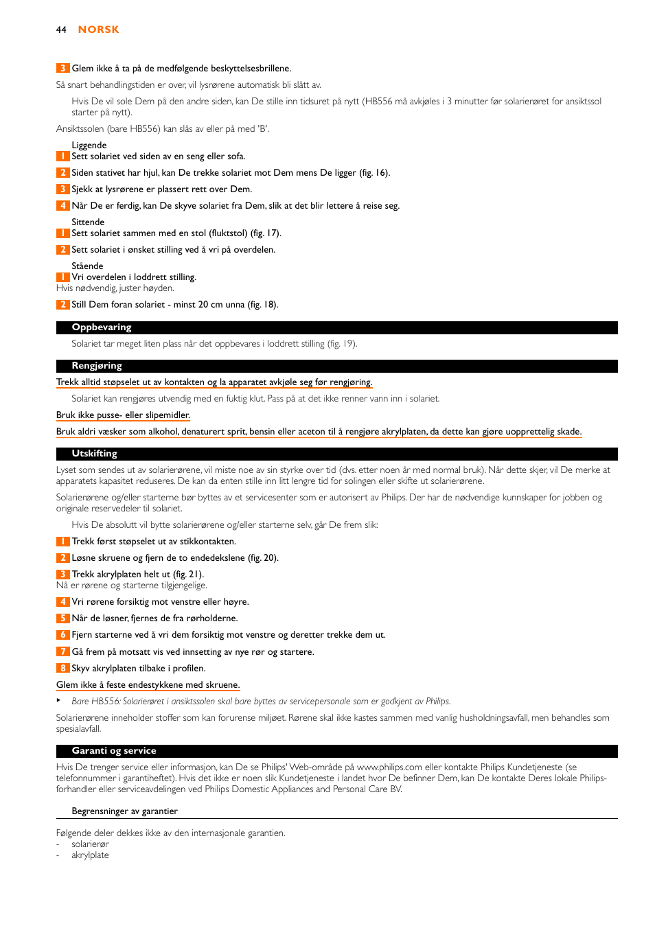 Philips HB556 User Manual | Page 44 / 60