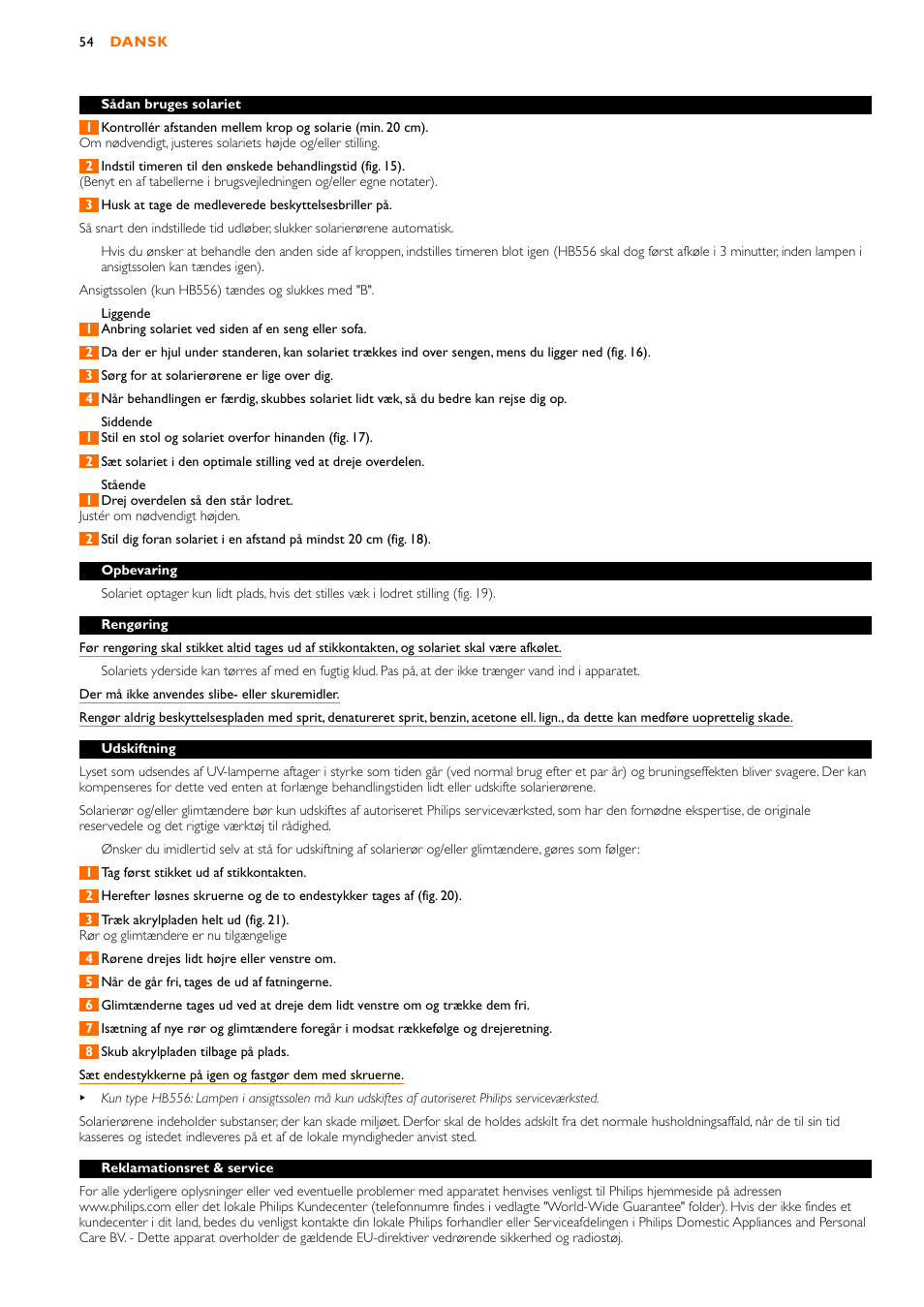 Philips HB556 User Manual | Page 54 / 60