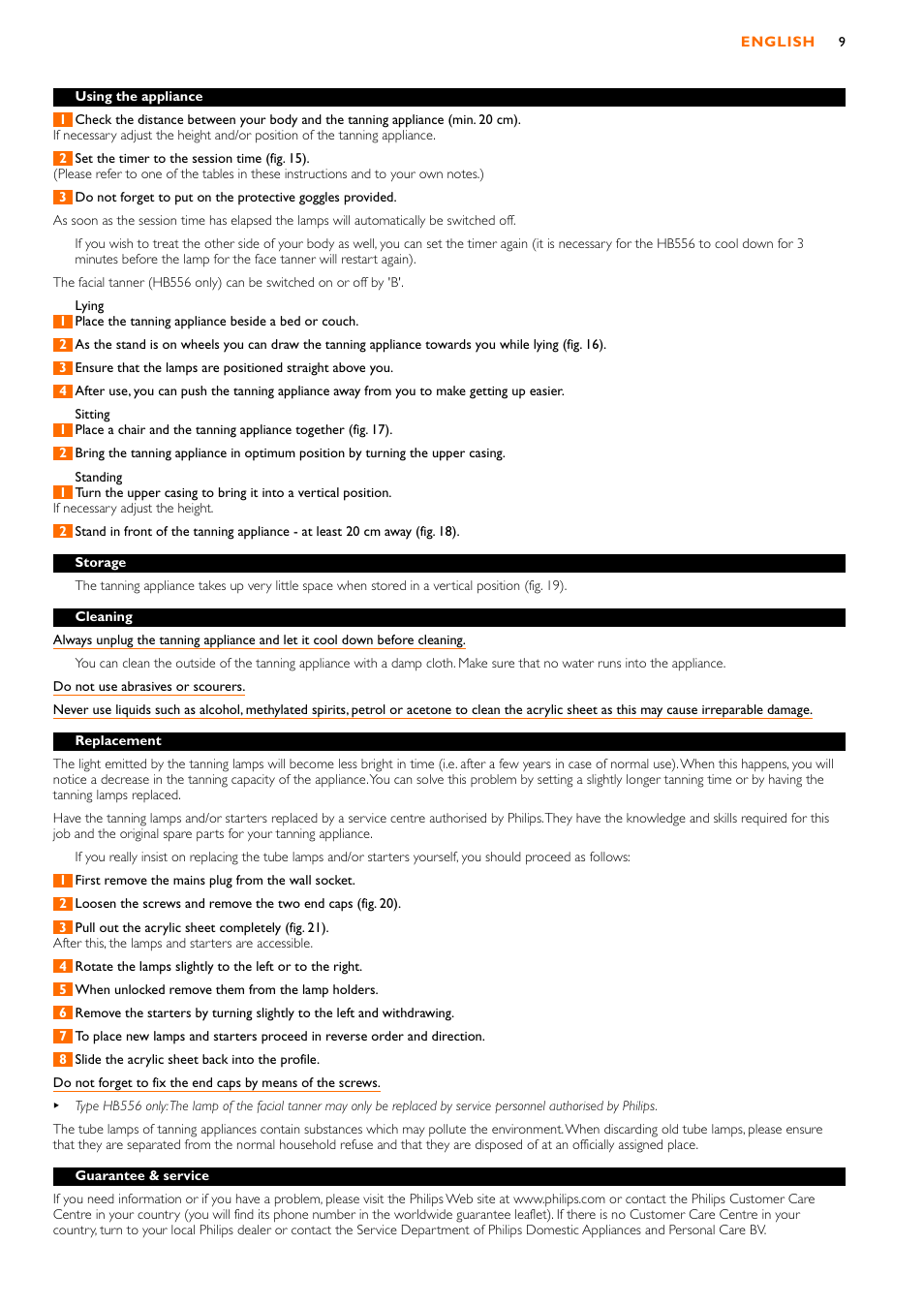 Philips HB556 User Manual | Page 9 / 60