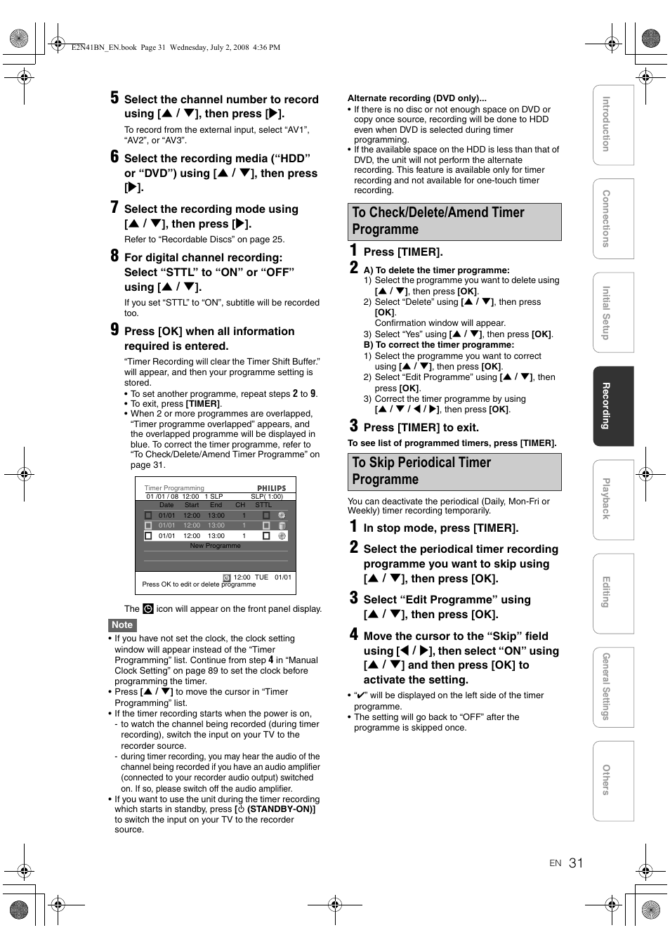 Philips HDR3700 User Manual | Page 31 / 100