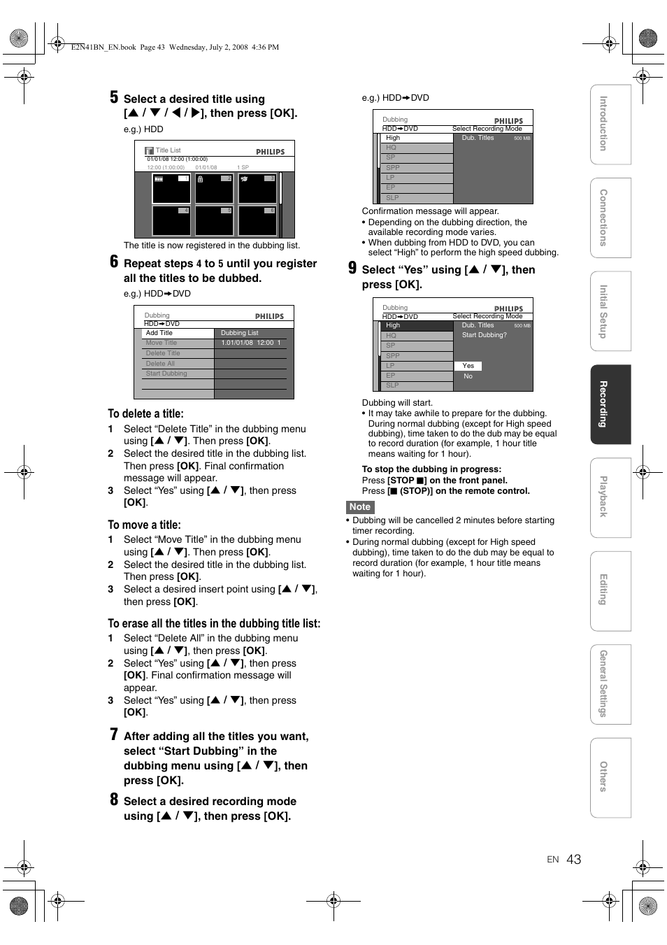 Philips HDR3700 User Manual | Page 43 / 100