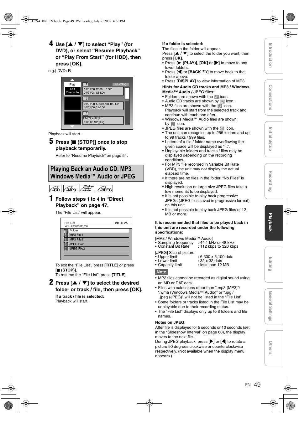 Philips HDR3700 User Manual | Page 49 / 100