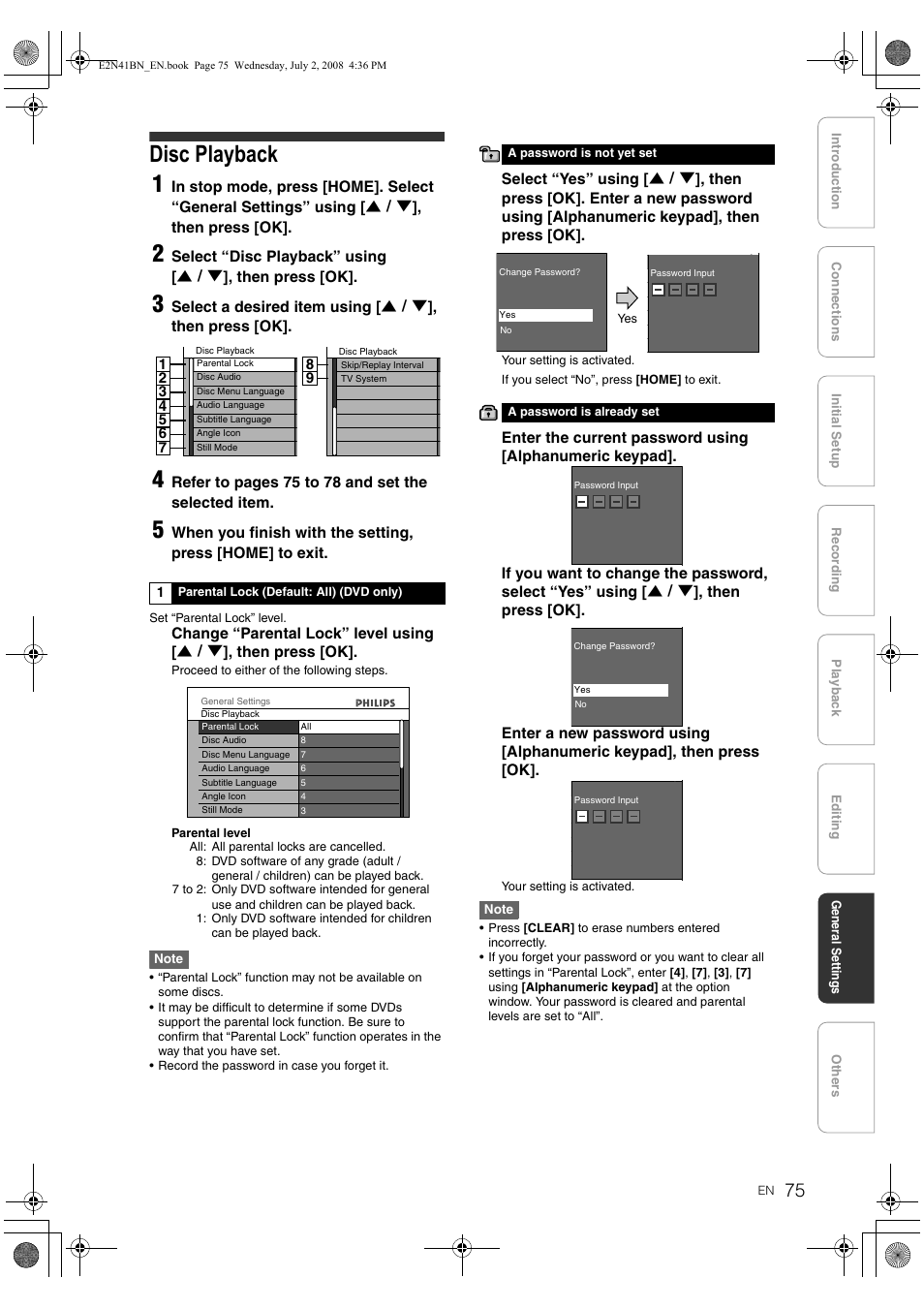 Disc playback, Disc playback 1 | Philips HDR3700 User Manual | Page 75 / 100