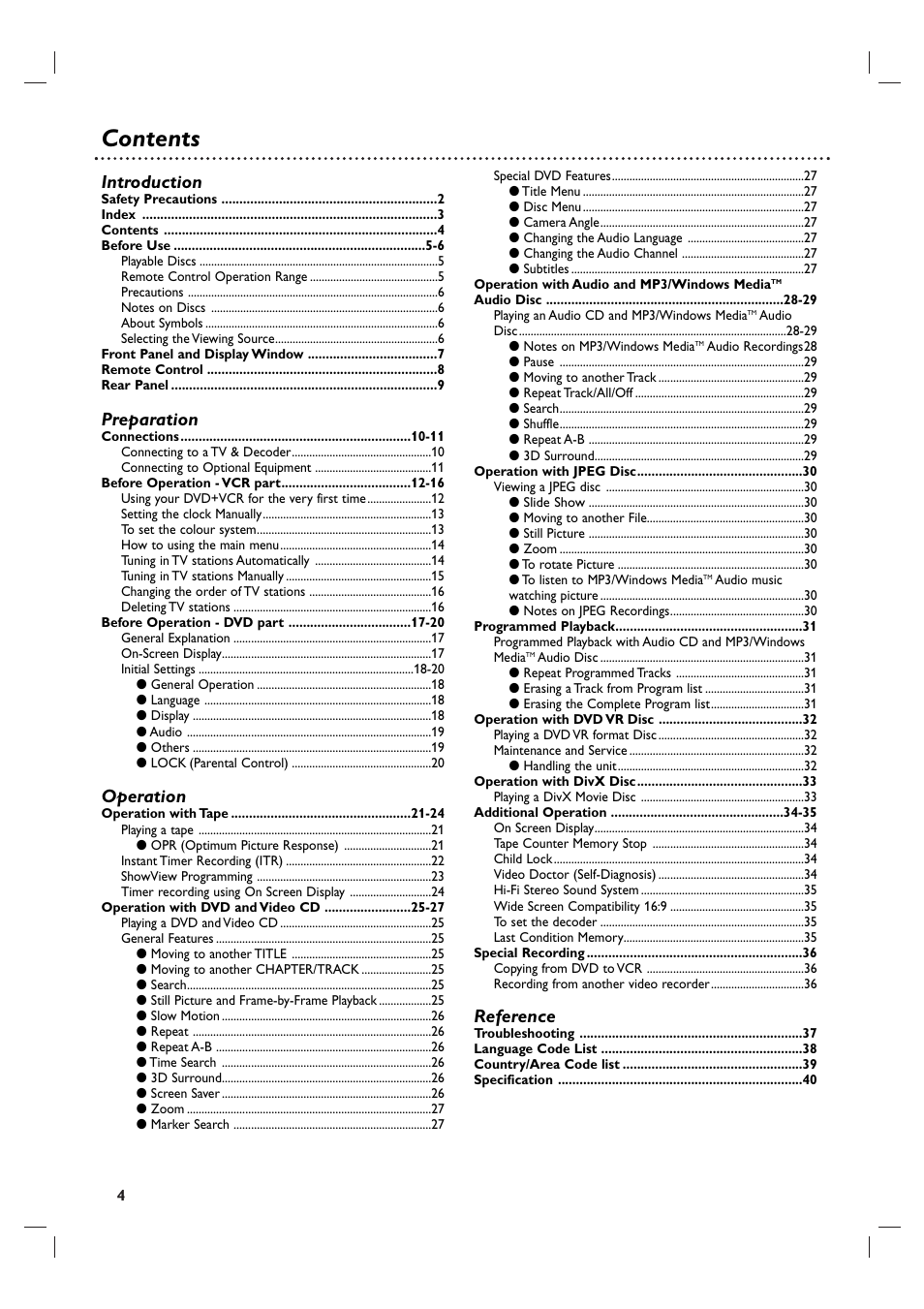 Philips DVP3100V/19 User Manual | Page 4 / 40