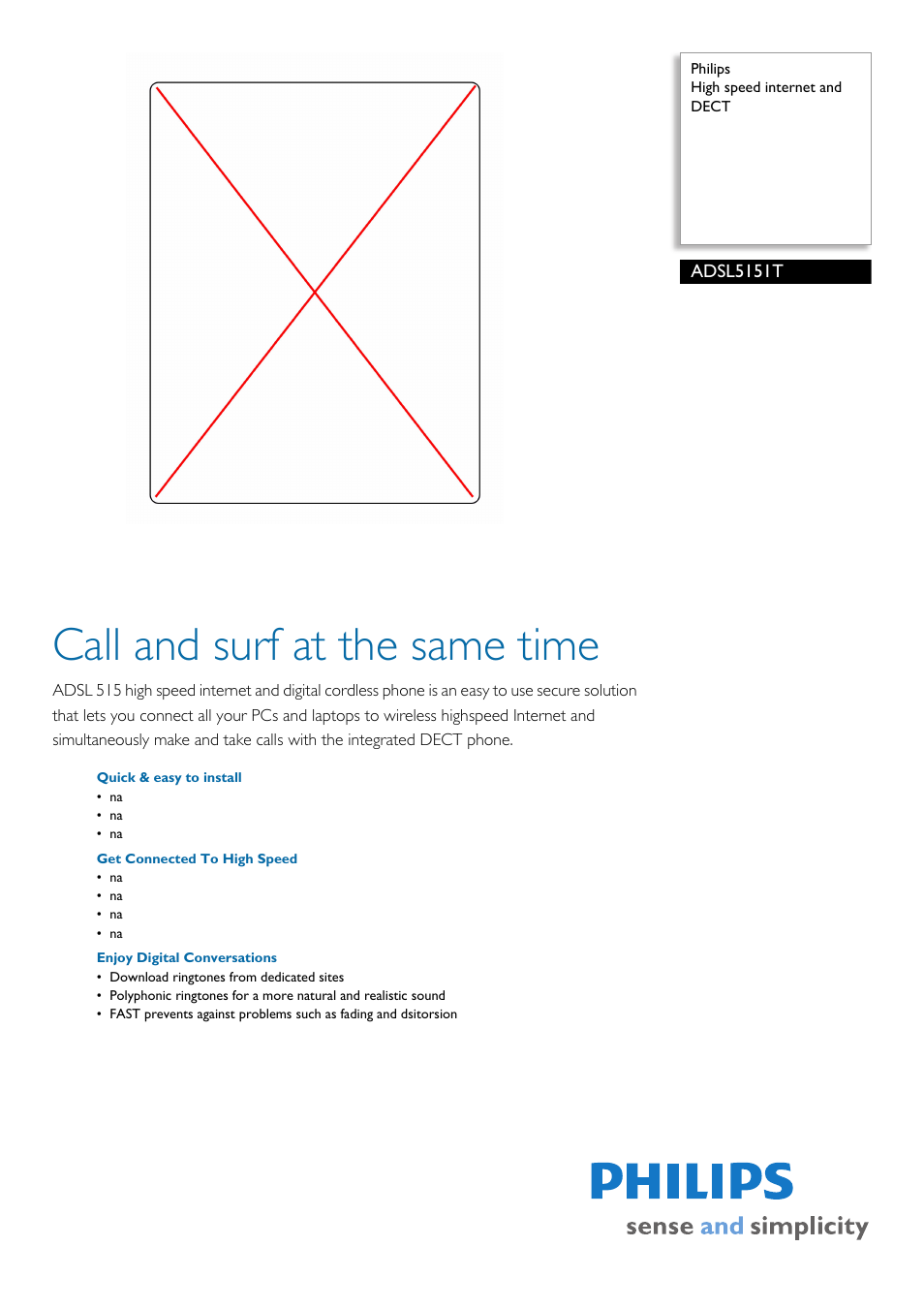 Philips ADSL5151T/03 User Manual | 2 pages