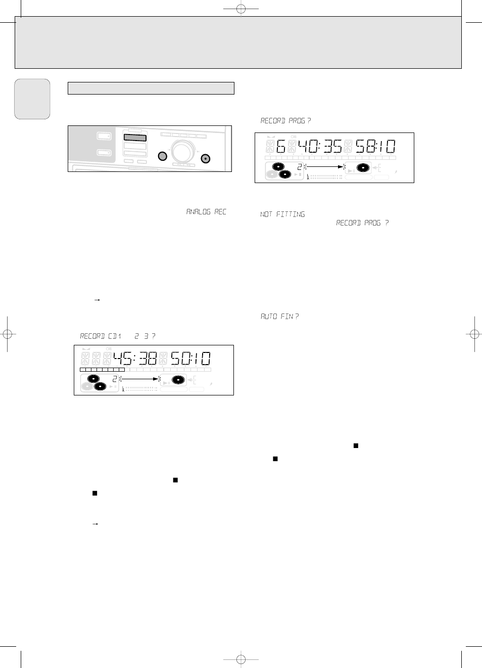 Internal recording, English, Important | High speed recording and automatic finalizing, Is shown, high speed recording and | Philips CDR 786 User Manual | Page 22 / 34