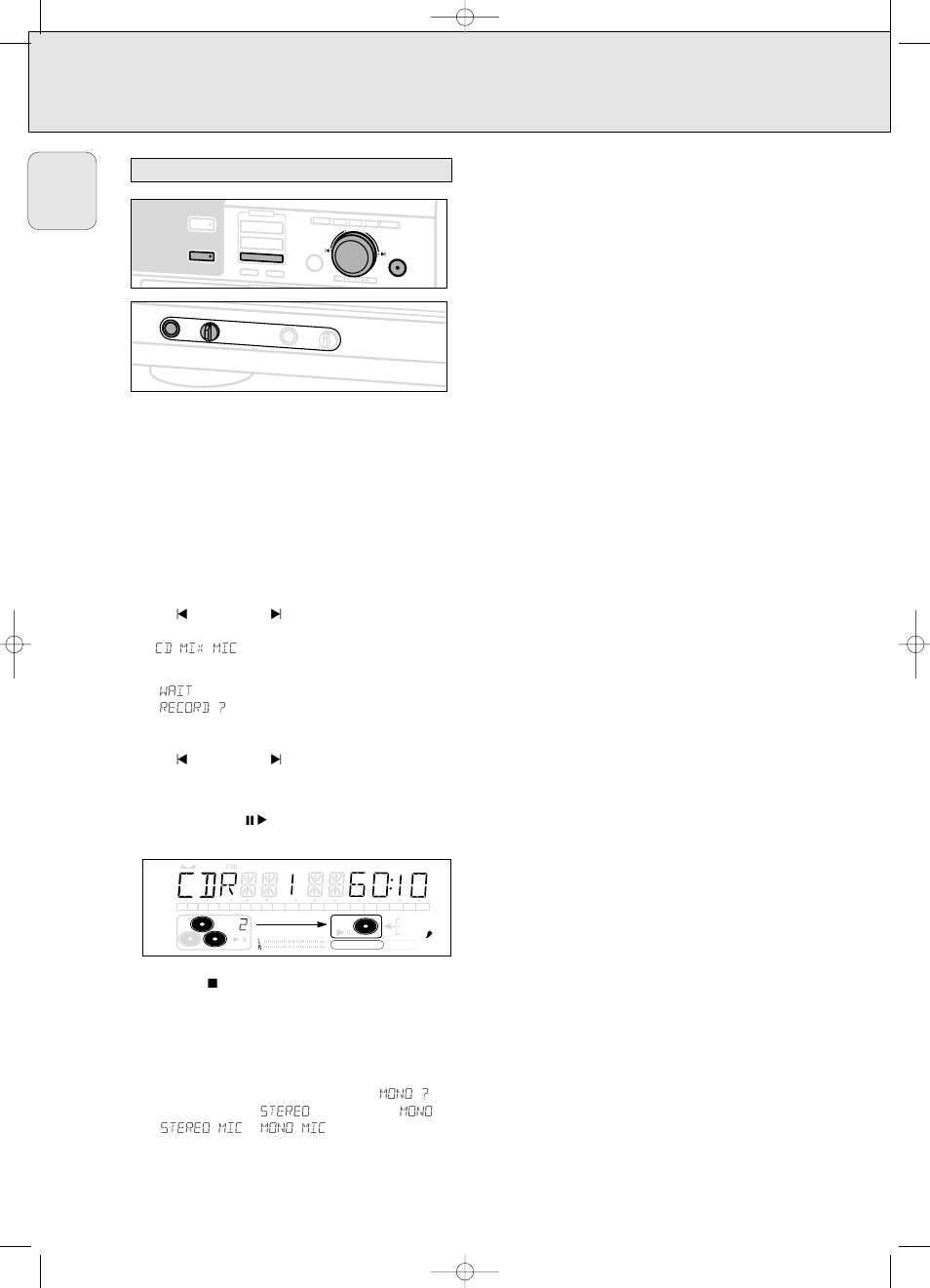 Internal recording, Microphone recording, English | Philips CDR 786 User Manual | Page 24 / 34