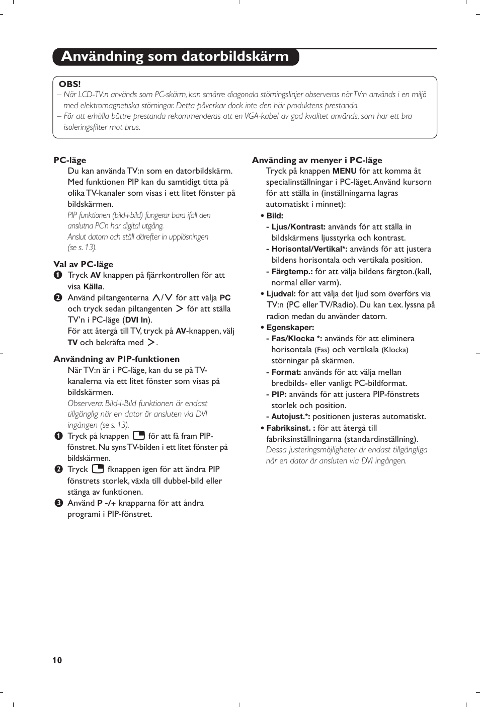 Användning som datorbildskärm | Philips 15PF5120/58 User Manual | Page 114 / 262