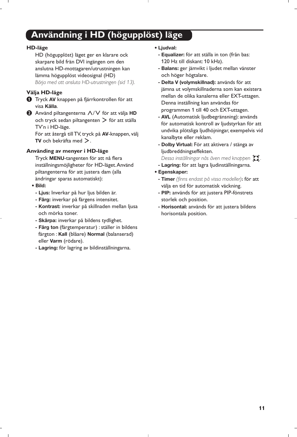 Användning i hd (högupplöst) läge | Philips 15PF5120/58 User Manual | Page 115 / 262