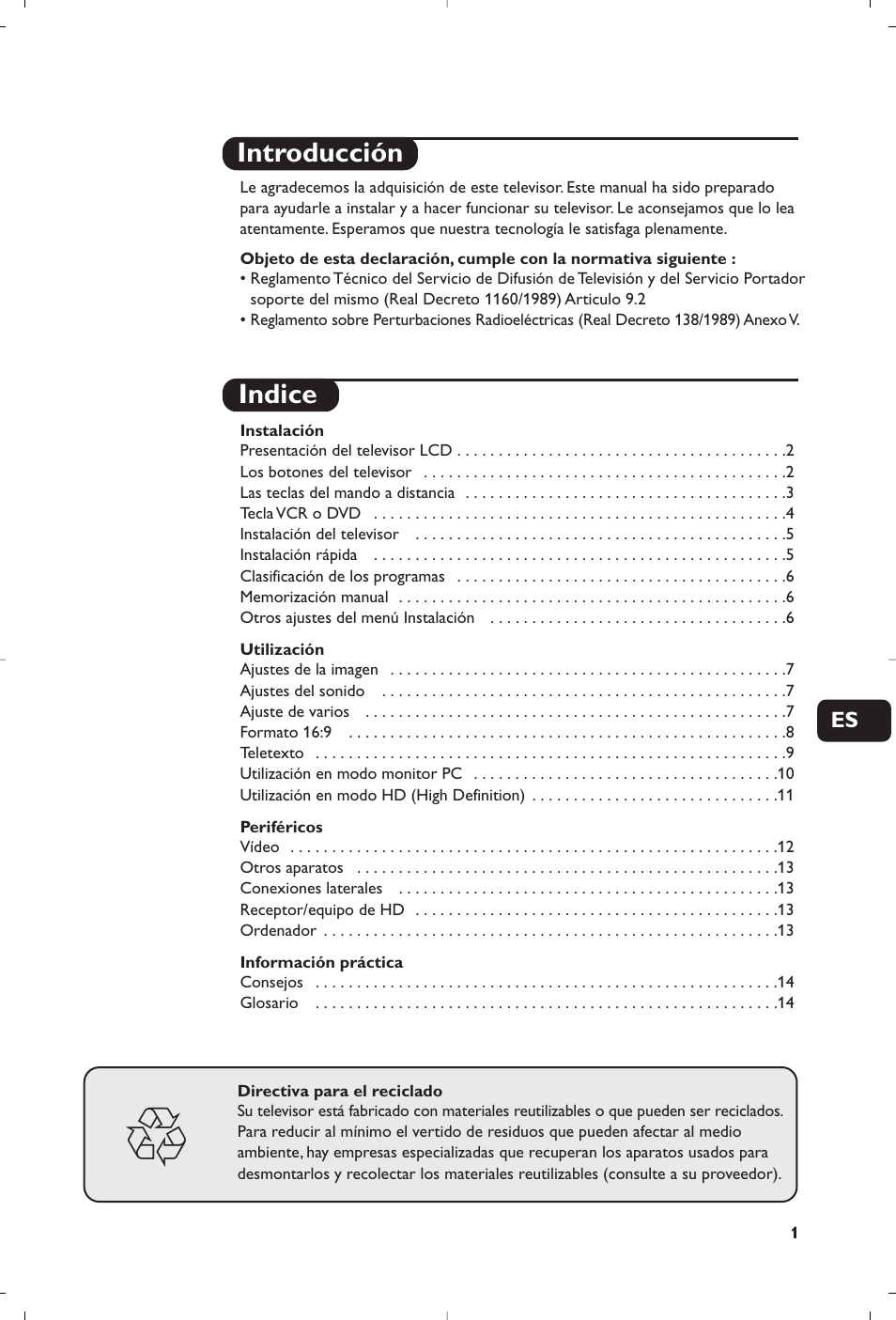 Introducción indice | Philips 15PF5120/58 User Manual | Page 149 / 262