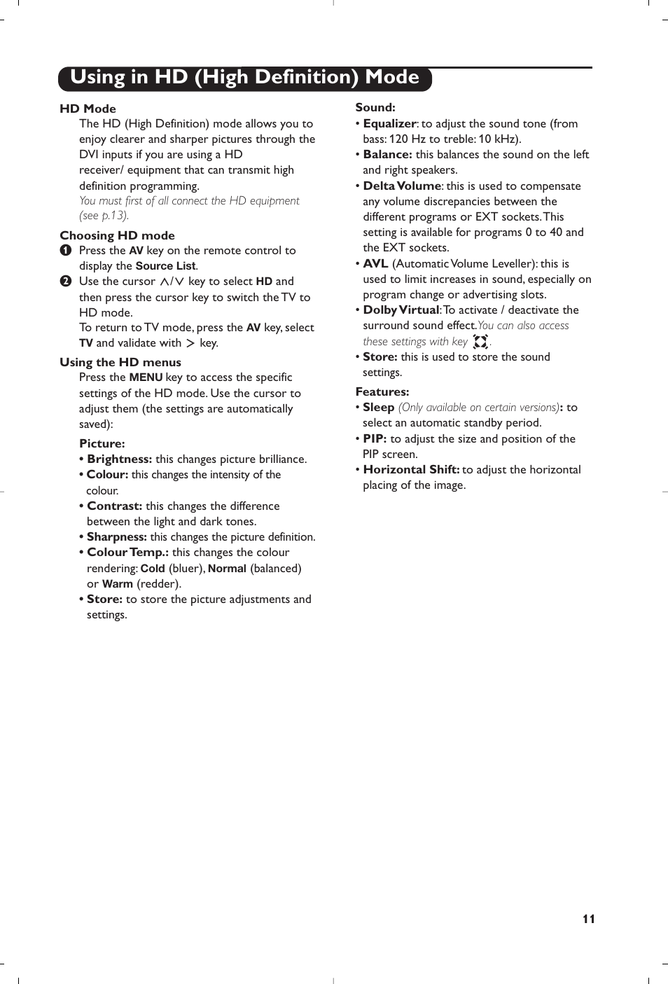 Using in hd (high definition) mode | Philips 15PF5120/58 User Manual | Page 17 / 262