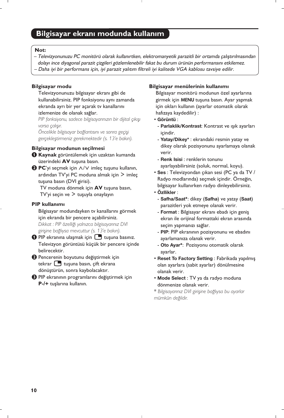 Bilgisayar ekran› modunda kullan›m | Philips 15PF5120/58 User Manual | Page 200 / 262