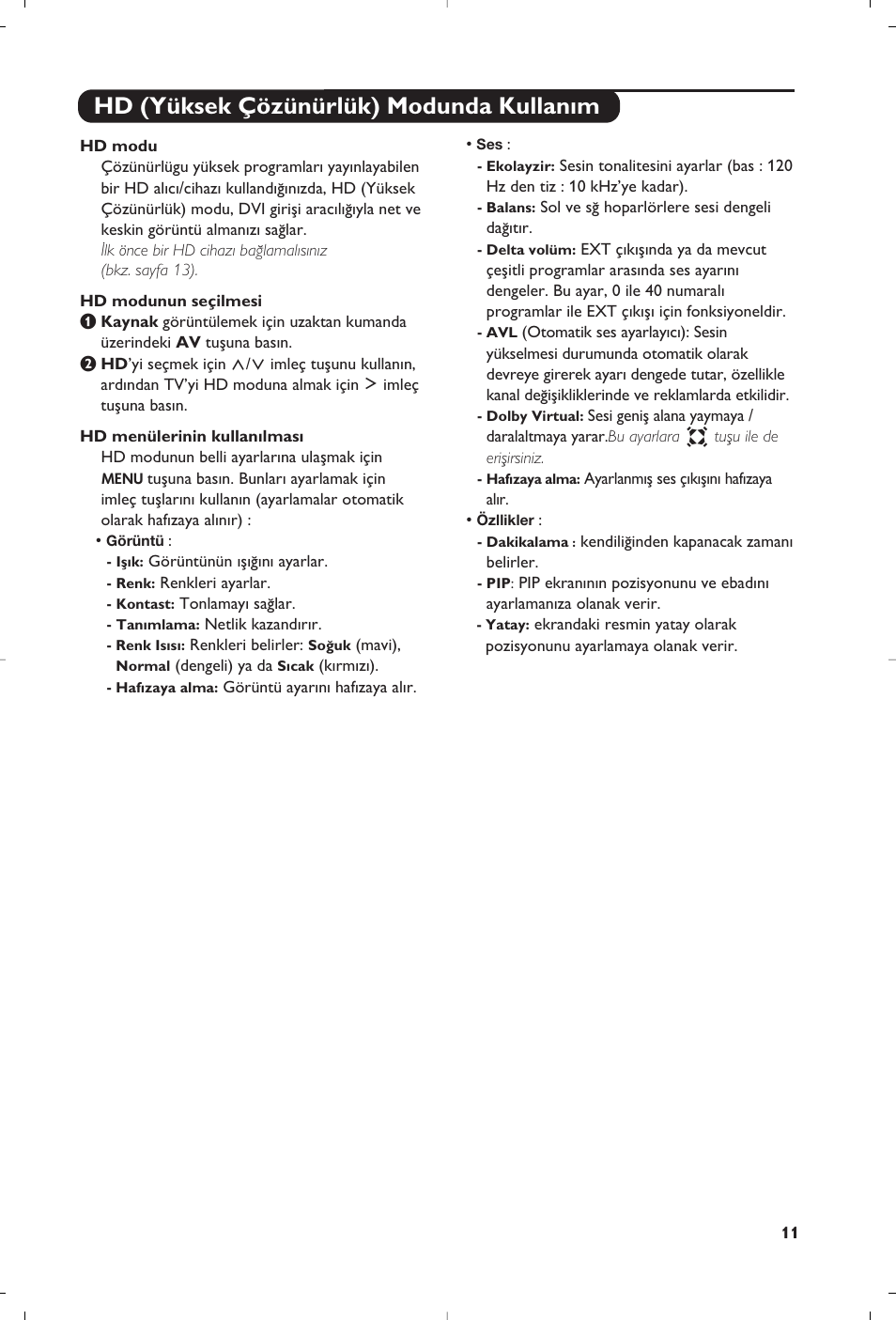 Hd (yüksek çözünürlük) modunda kullan›m | Philips 15PF5120/58 User Manual | Page 201 / 262