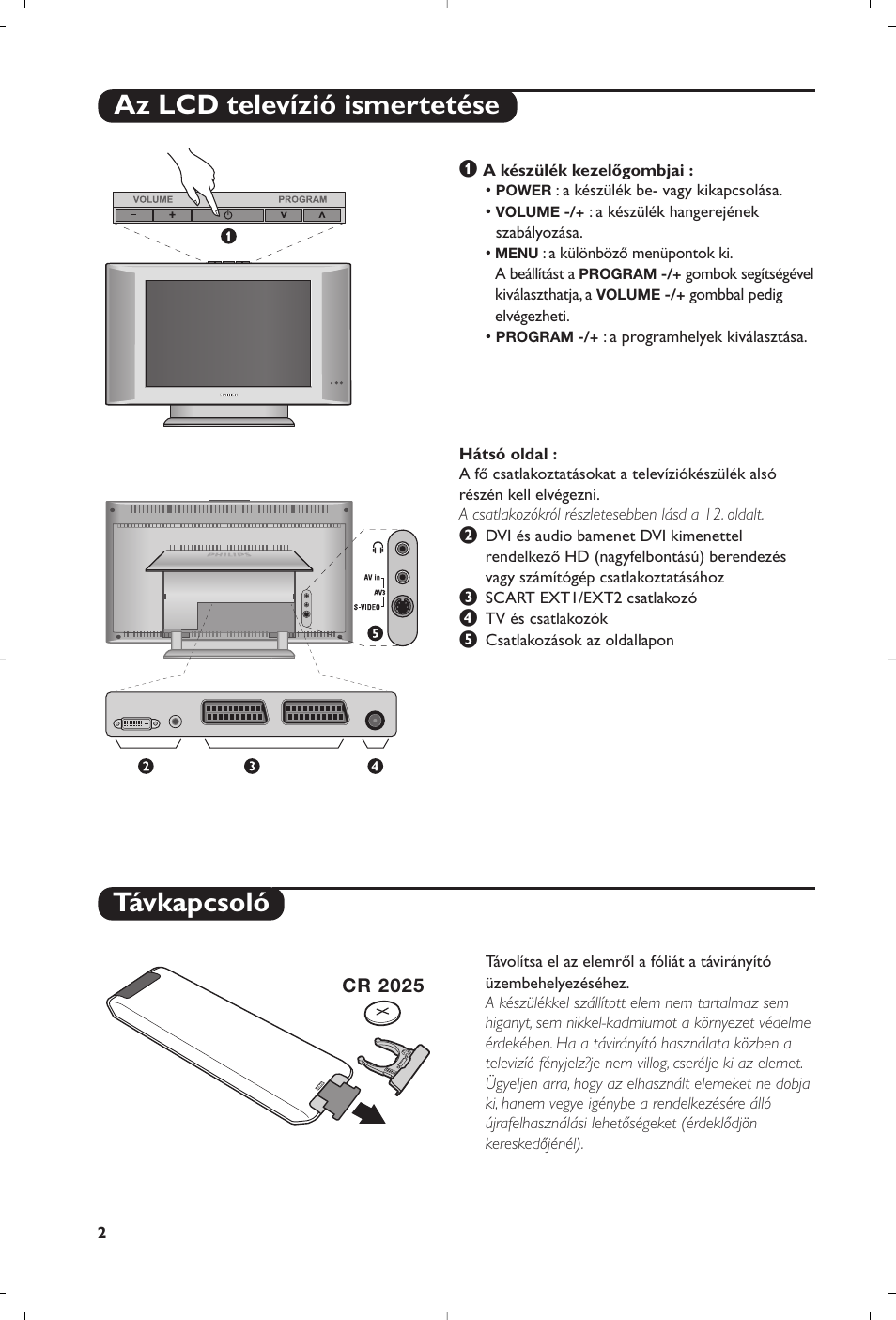 Az lcd televízió ismertetése távkapcsoló | Philips 15PF5120/58 User Manual | Page 206 / 262