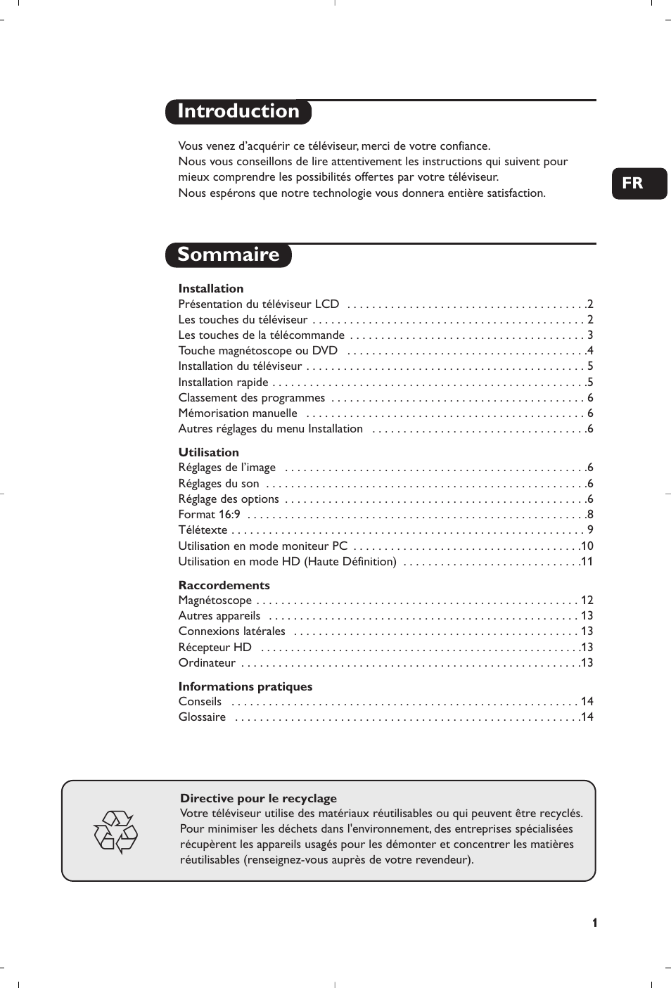 Introduction sommaire | Philips 15PF5120/58 User Manual | Page 21 / 262