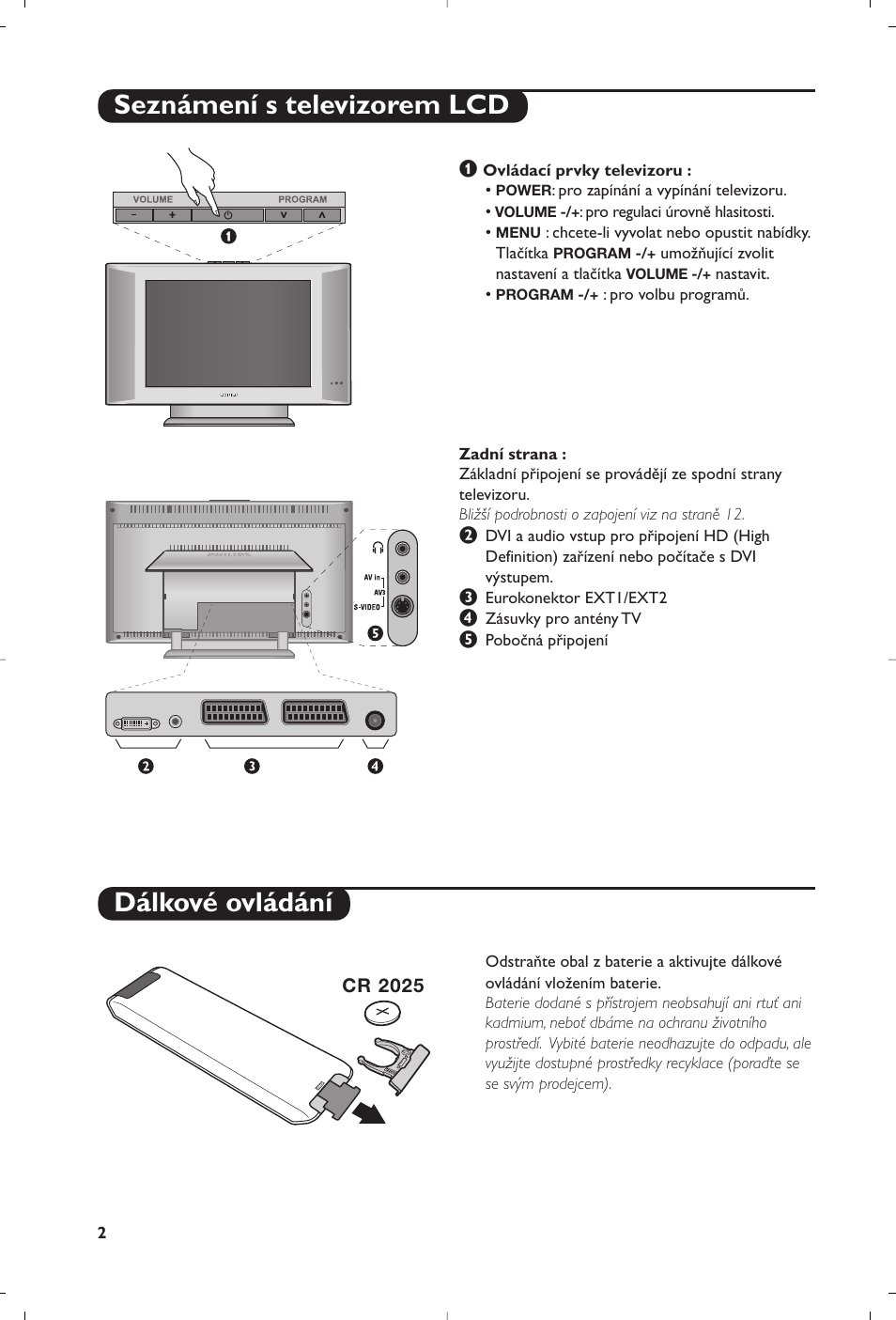 Seznámení s televizorem lcd dálkové ovládání | Philips 15PF5120/58 User Manual | Page 234 / 262