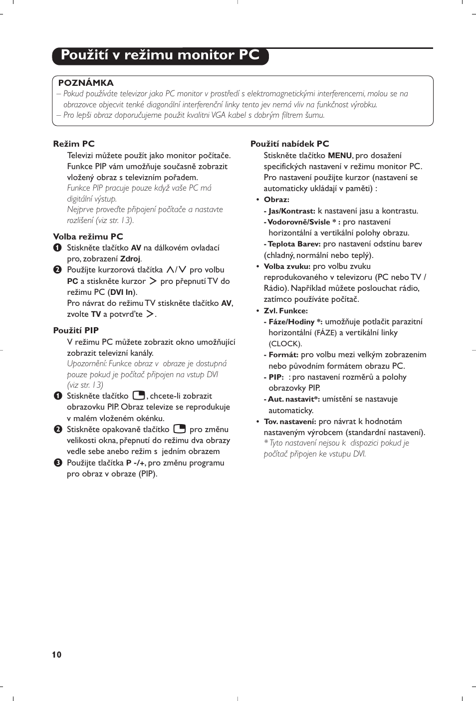 Použití v režimu monitor pc | Philips 15PF5120/58 User Manual | Page 242 / 262