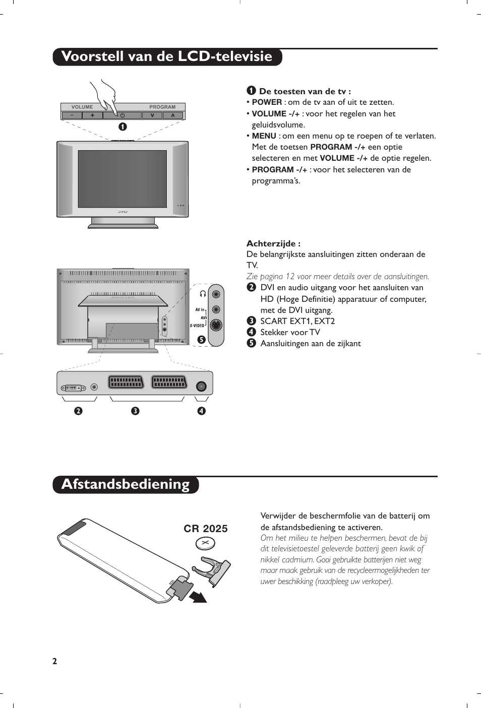 Voorstell van de lcd-televisie afstandsbediening | Philips 15PF5120/58 User Manual | Page 36 / 262