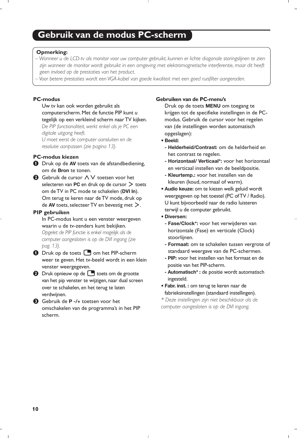 Gebruik van de modus pc-scherm | Philips 15PF5120/58 User Manual | Page 44 / 262