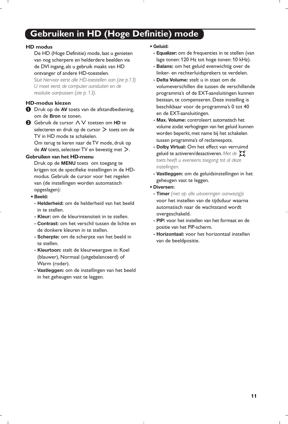 Gebruiken in hd (hoge definitie) mode | Philips 15PF5120/58 User Manual | Page 45 / 262