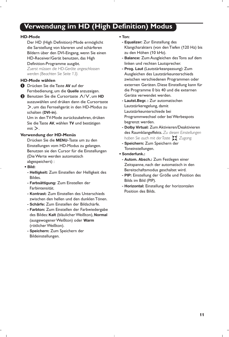 Verwendung im hd (high definition) modus | Philips 15PF5120/58 User Manual | Page 59 / 262