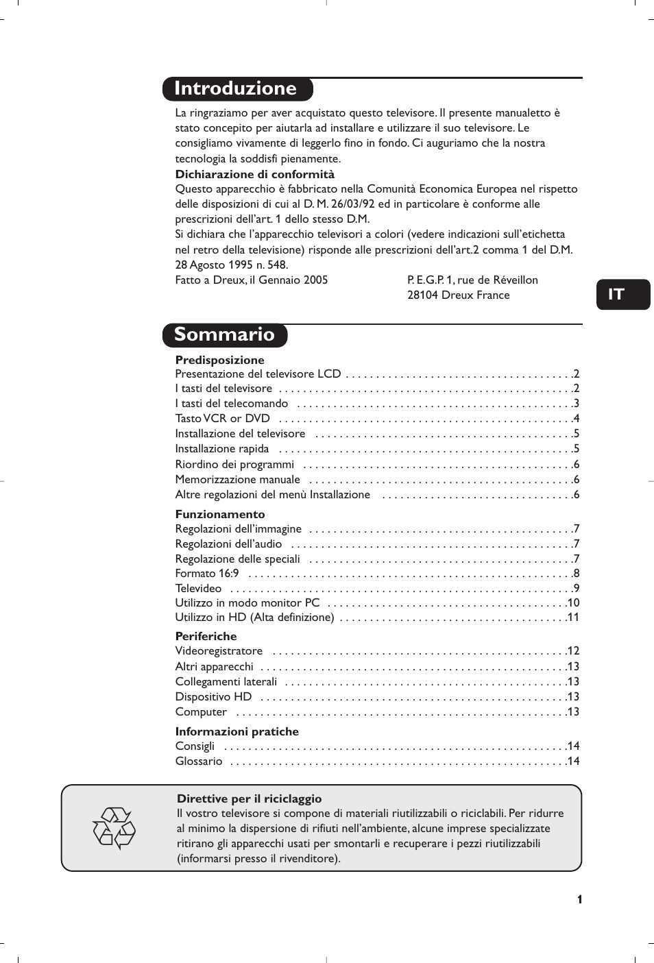 Introduzione sommario | Philips 15PF5120/58 User Manual | Page 63 / 262