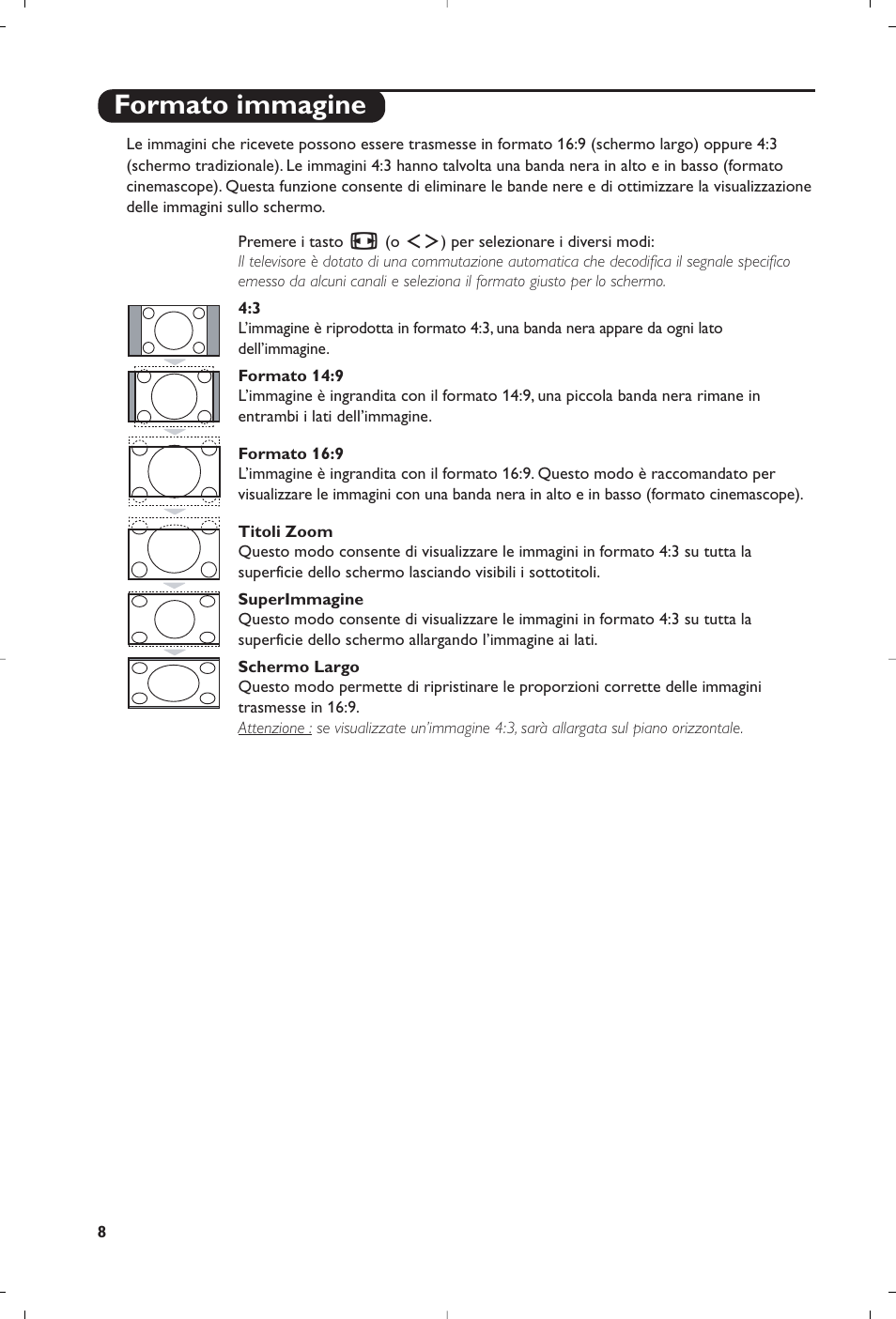 Formato immagine | Philips 15PF5120/58 User Manual | Page 70 / 262