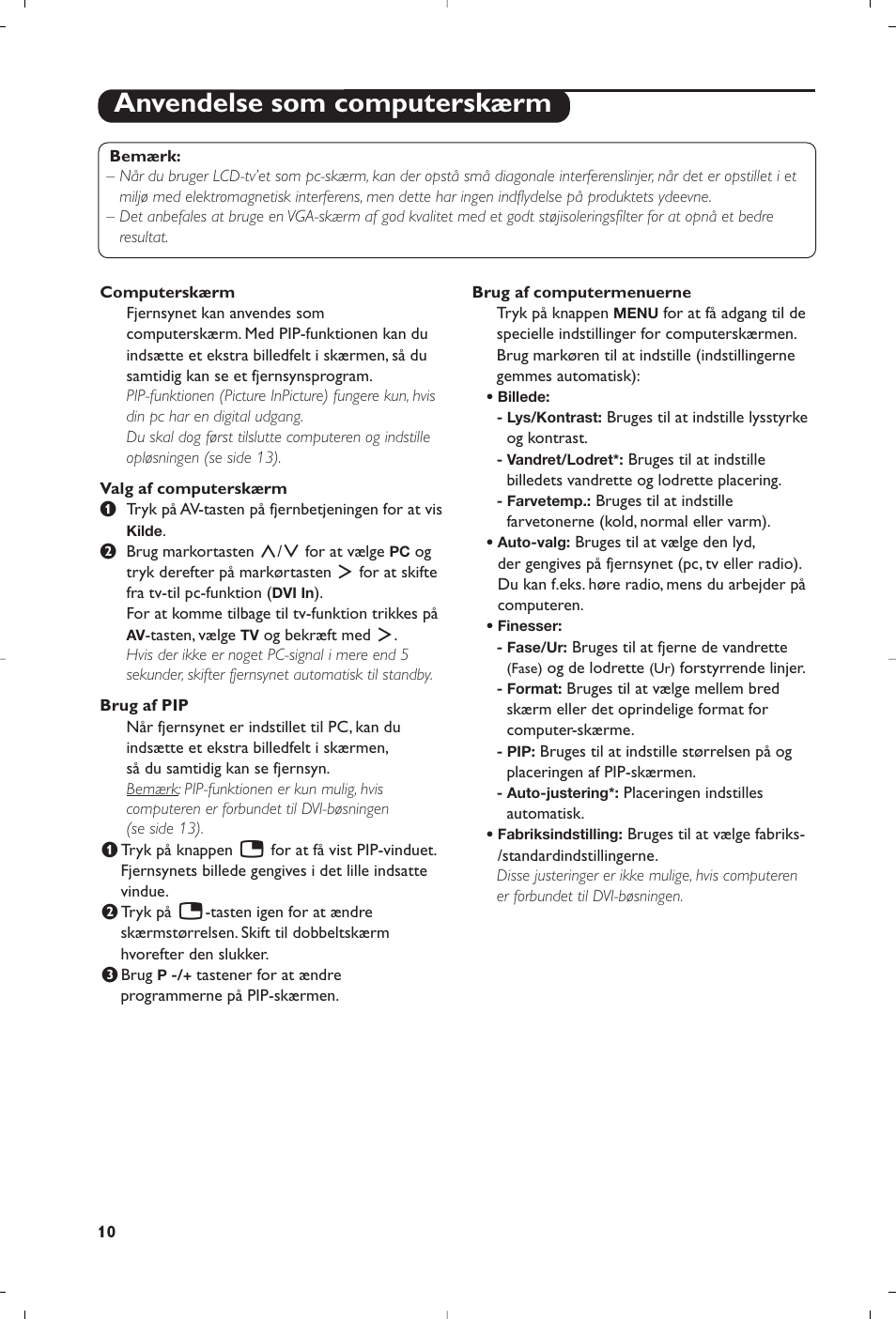 Anvendelse som computerskærm | Philips 15PF5120/58 User Manual | Page 86 / 262