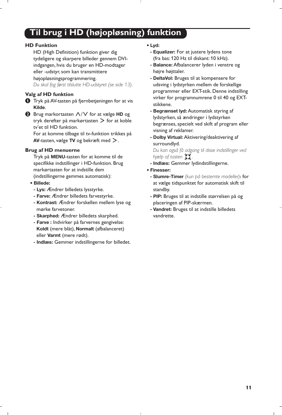 Til brug i hd (højopløsning) funktion | Philips 15PF5120/58 User Manual | Page 87 / 262