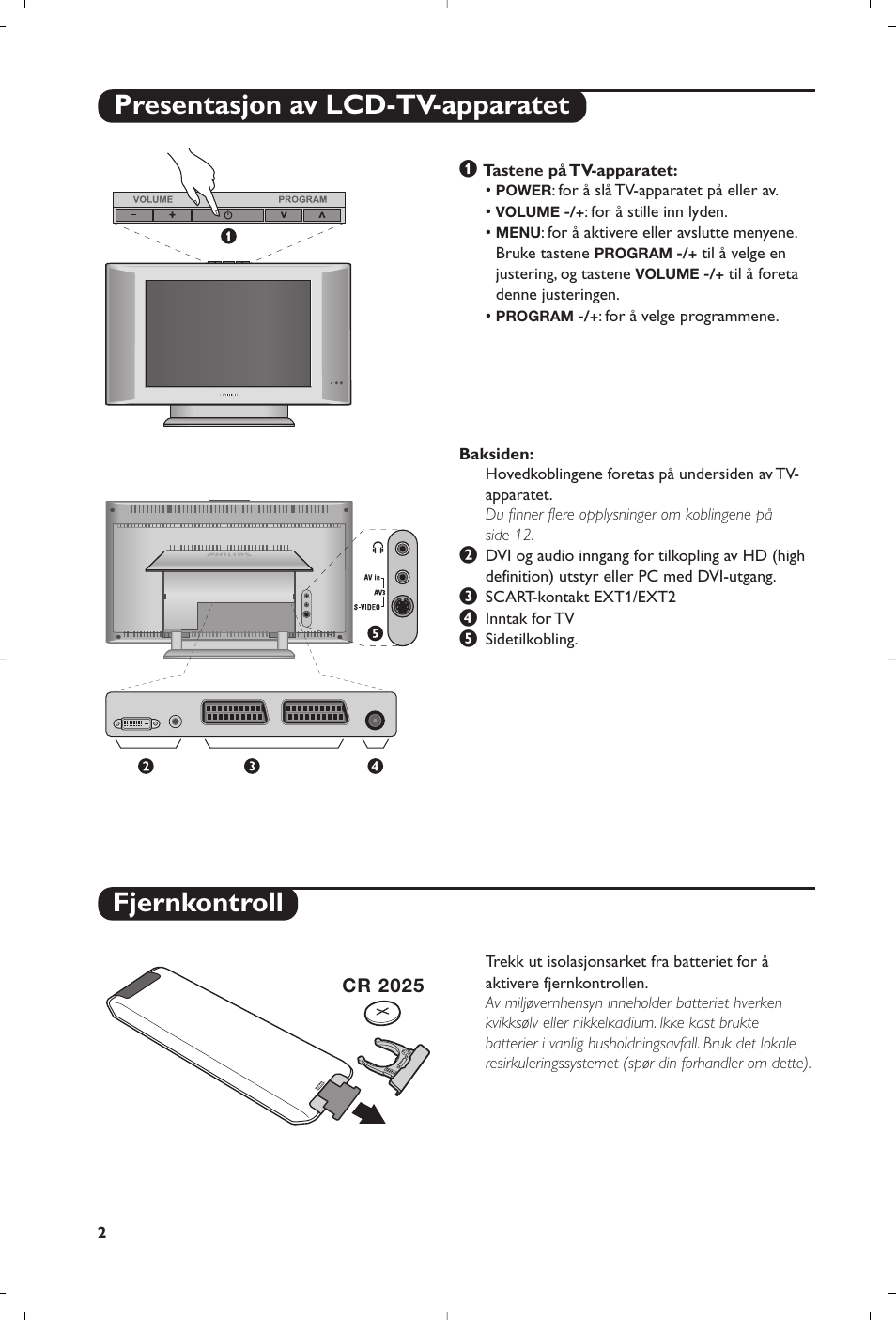 Presentasjon av lcd-tv-apparatet fjernkontroll | Philips 15PF5120/58 User Manual | Page 92 / 262