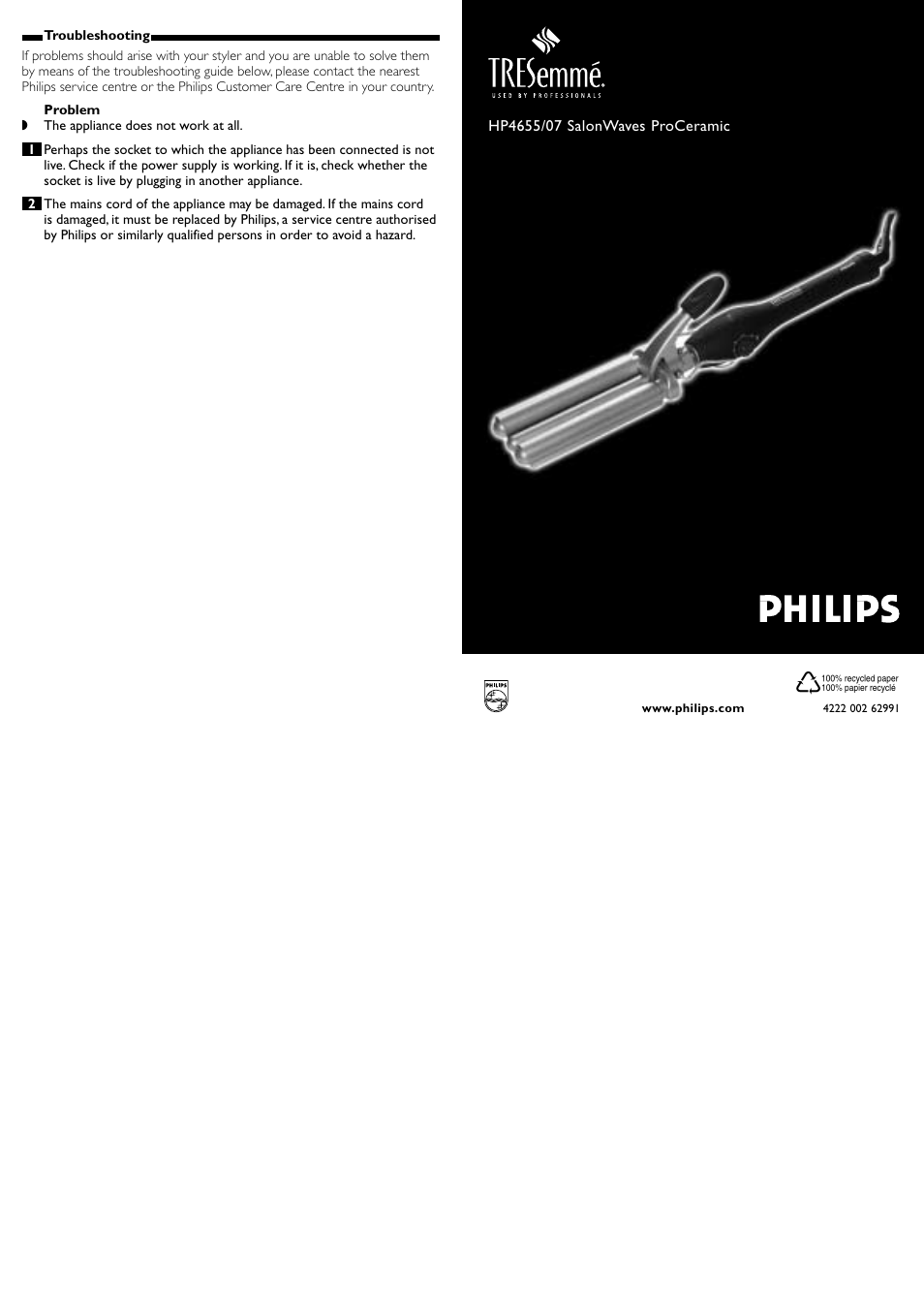 Philips SalonWaves ProCeramic HP4655/07 User Manual | 2 pages