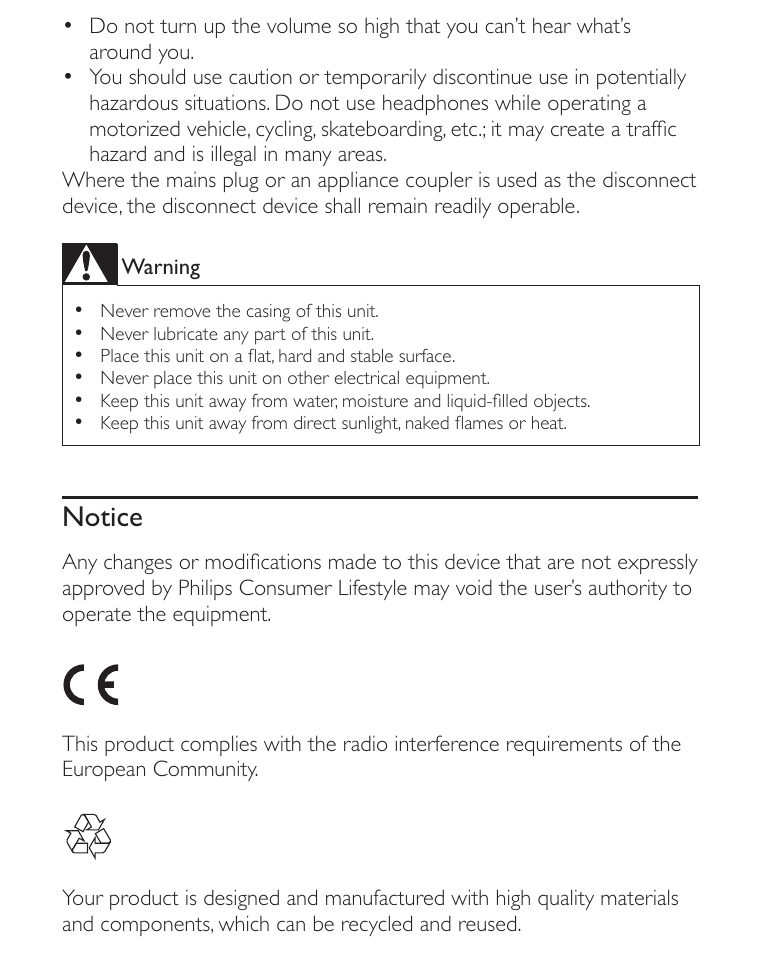 Notice | Philips AE2012 User Manual | Page 3 / 21