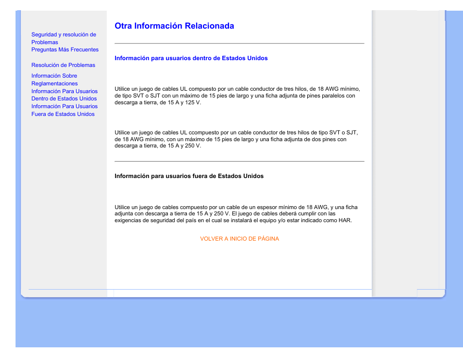 Otra información relacionada, Otra información, Relacionada | Other related information | Philips 220CW8 User Manual | Page 27 / 114