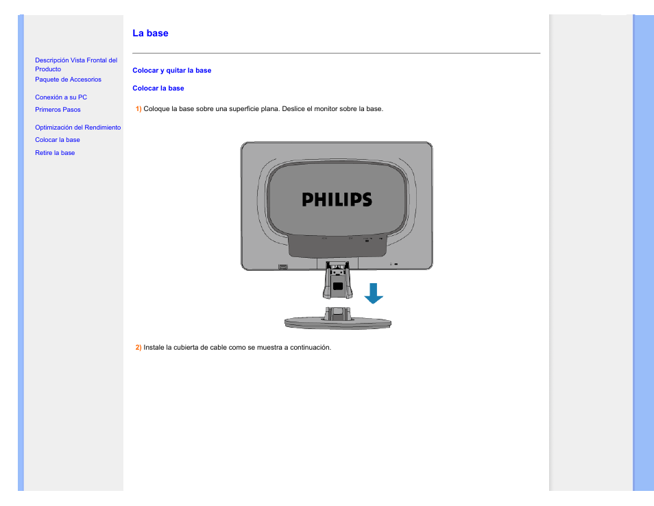 La base | Philips 220CW8 User Manual | Page 68 / 114