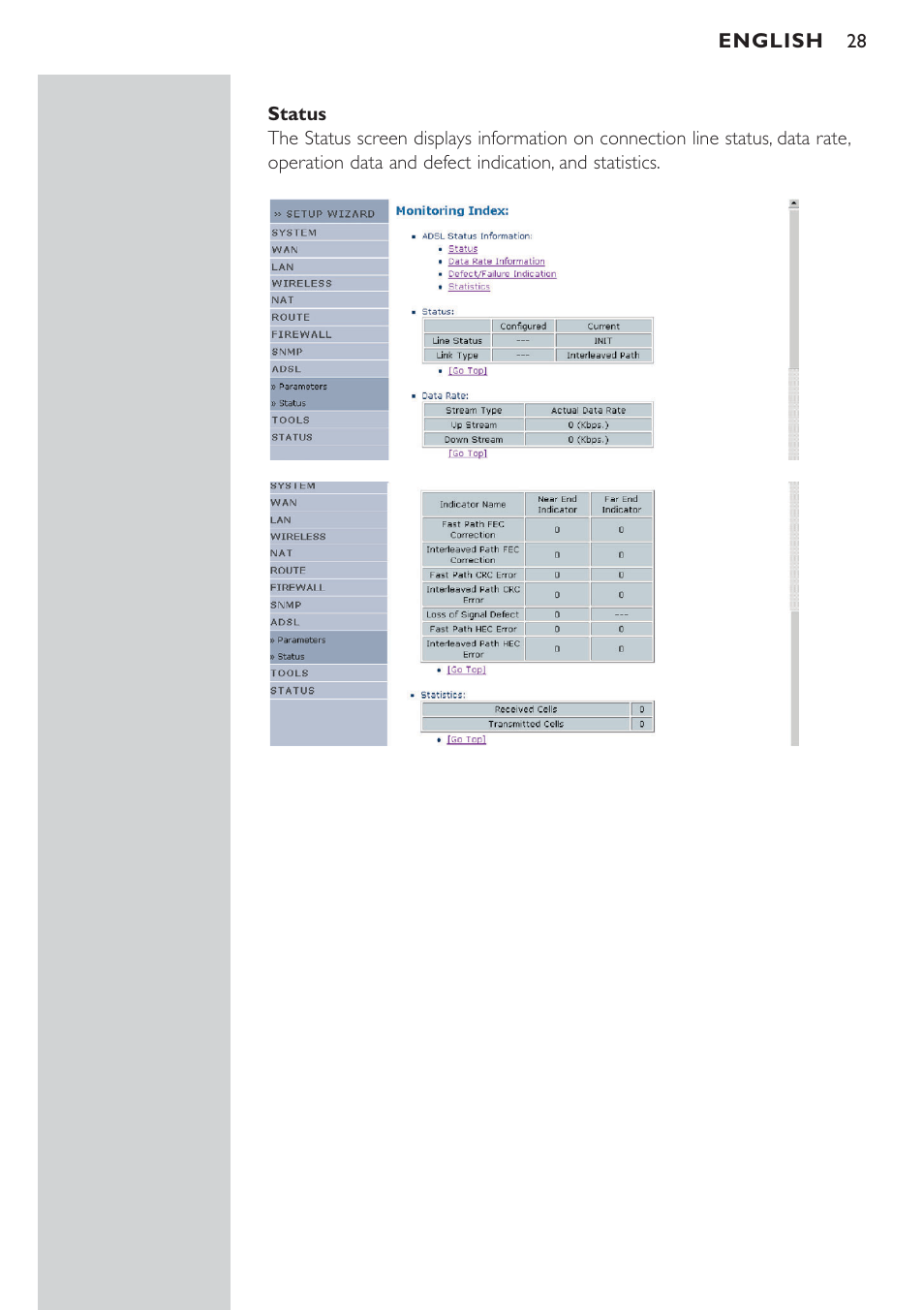 Status | Philips CPWBS154 User Manual | Page 28 / 74