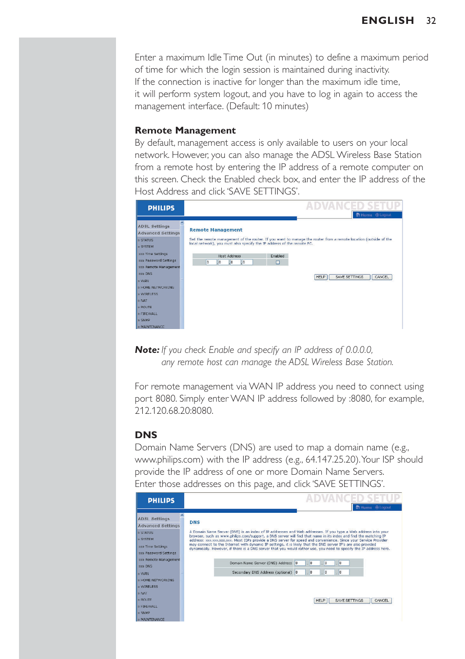 Advanced setup | Philips CPWBS154 User Manual | Page 32 / 74