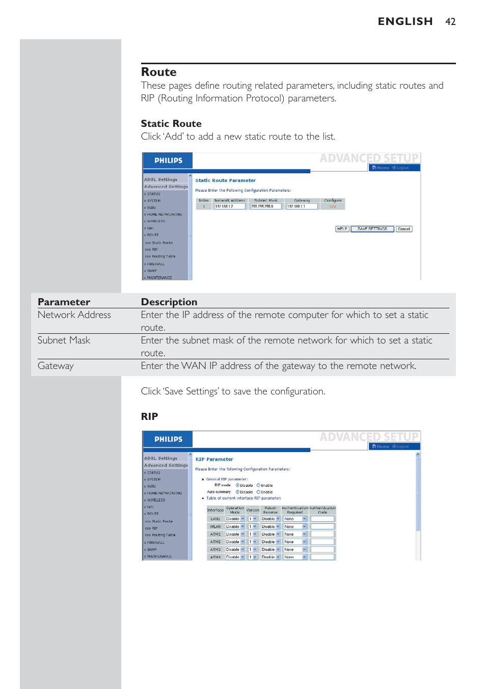 Route | Philips CPWBS154 User Manual | Page 42 / 74