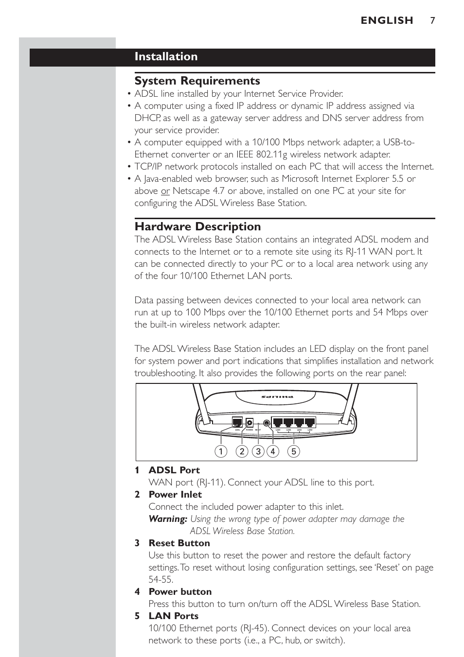 Installation, System requirements, Hardware description | Installation system requirements | Philips CPWBS154 User Manual | Page 7 / 74