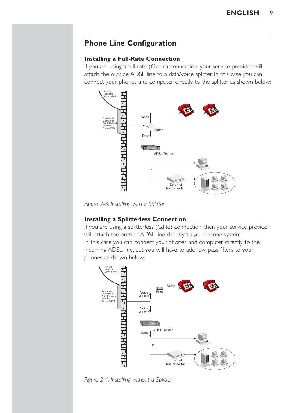 Phone line configuration, English | Philips CPWBS154 User Manual | Page 9 / 74