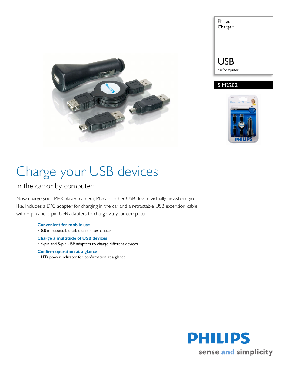 Philips USB CARICOMPUTER SJM2202 User Manual | 2 pages