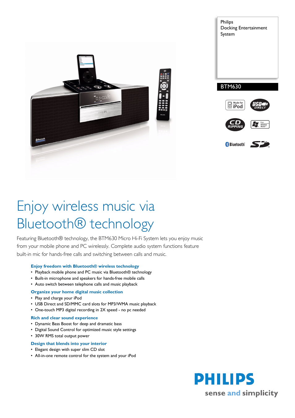 Philips BTM630 User Manual | 2 pages