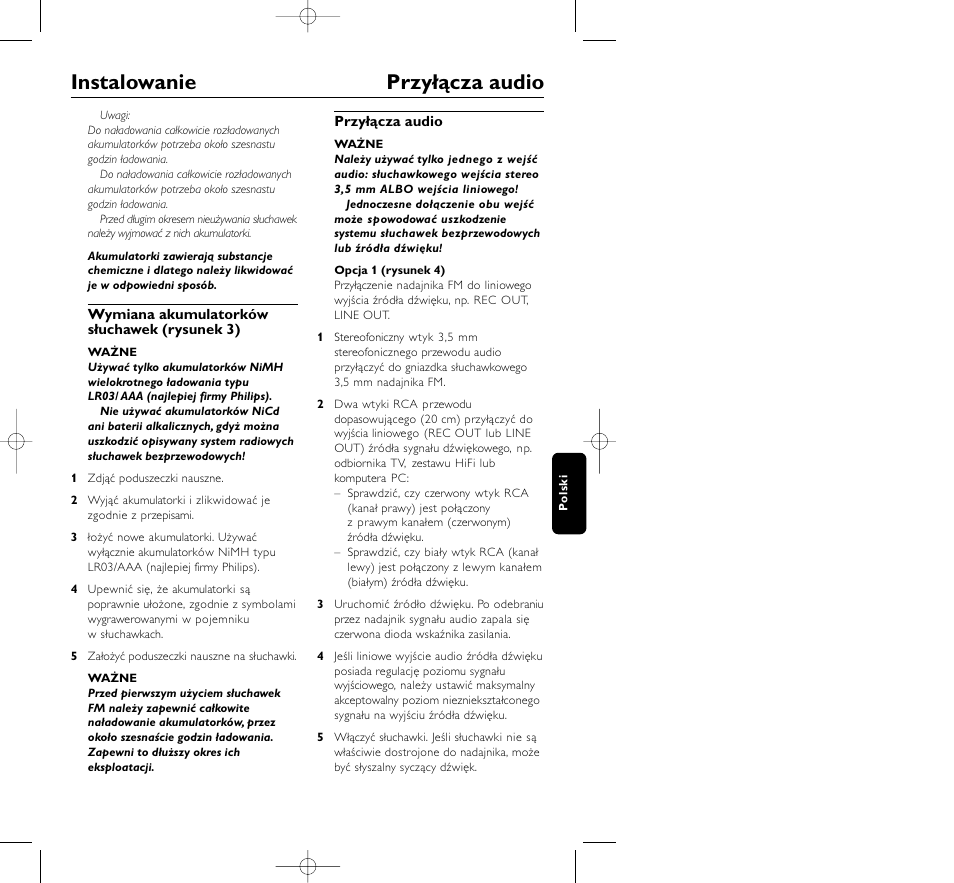 Instalowanie przyłącza audio | Philips HC8410 User Manual | Page 103 / 134