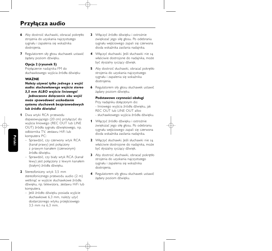 Przyłącza audio | Philips HC8410 User Manual | Page 104 / 134